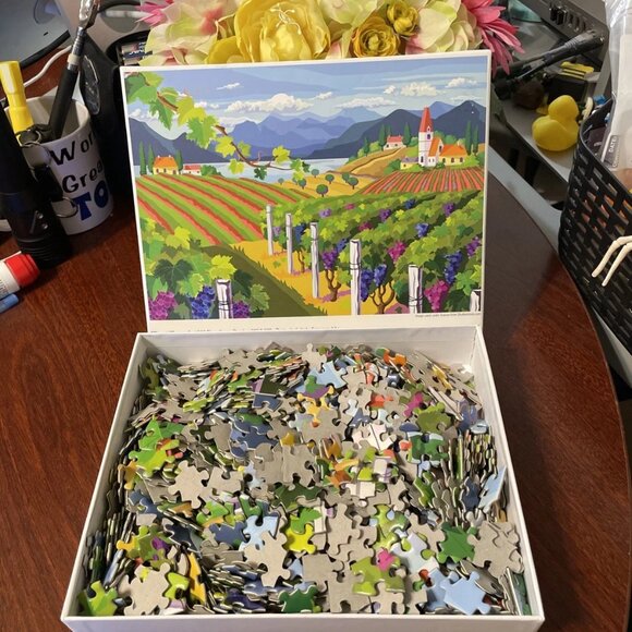 Colorcraft 1000 Piece Jigsaw Puzzle, Vibrant Vineyard - Complete - Picture 2 of 2